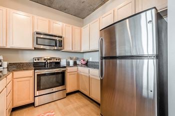 Stylish kitchens with stainless steel appliances and granite countertops